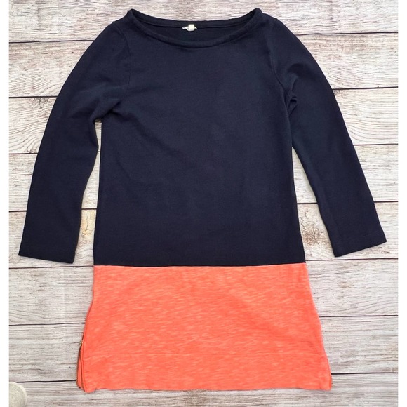 J. Crew Maritime Colorblock Shift Dress Navy Coral Size Large - Picture 1 of 5